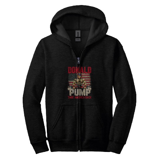 Us Flag Donald Pump Take America Back Gym Fitness Trump 2024 Zip Hoodies