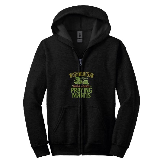 Praying Mantis A Boy Who Loves Bug Collector Entomologist Zip Hoodies