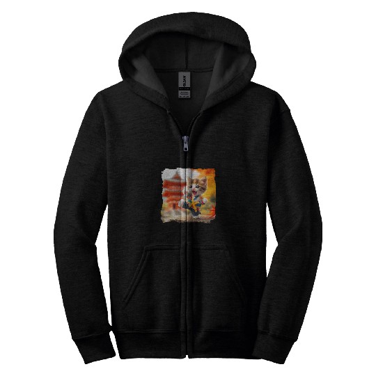 Karate kitten karategi autumn Japanese temple martial arts 2 Zip Hoodies