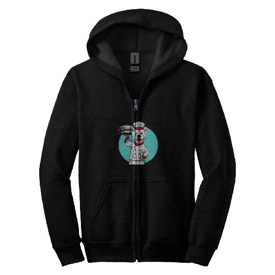 West Highland White Terrier Chef Funny Dog Cooking Zip Hoodies