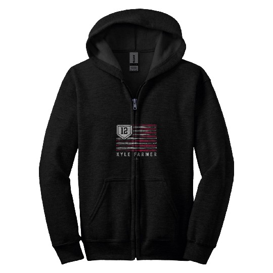 vintages US Flag Baseball Stripes Kyle Farmer Minnesota MLBPA Zip Hoodies