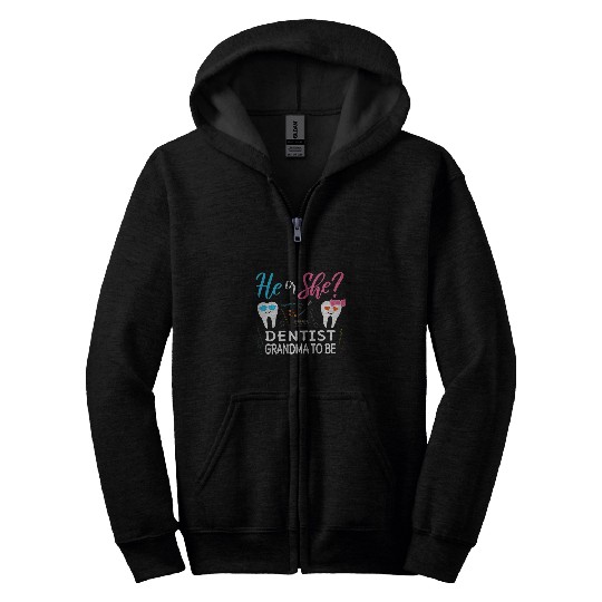 Womens Gender Reveal He Or She Nana To Be dentists Future Grandma Zip Hoodies