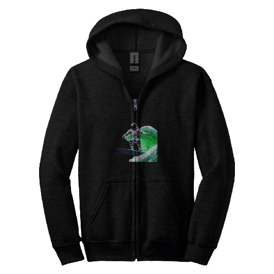 Wave Surfer Astronaut Zip Hoodies