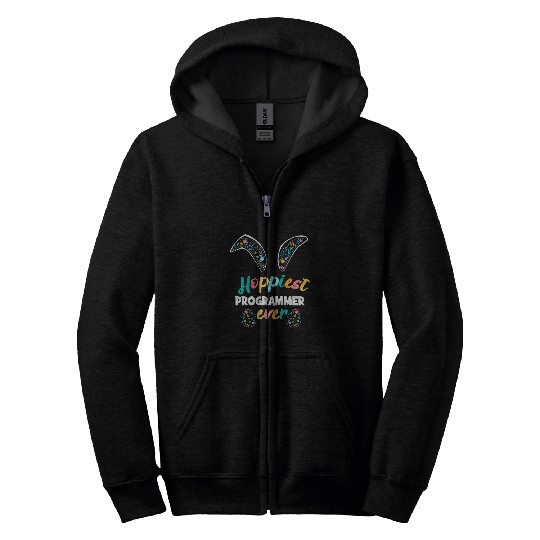 Hoppiest Programmer Ever Funny Programmer Easter Matching Zip Hoodies