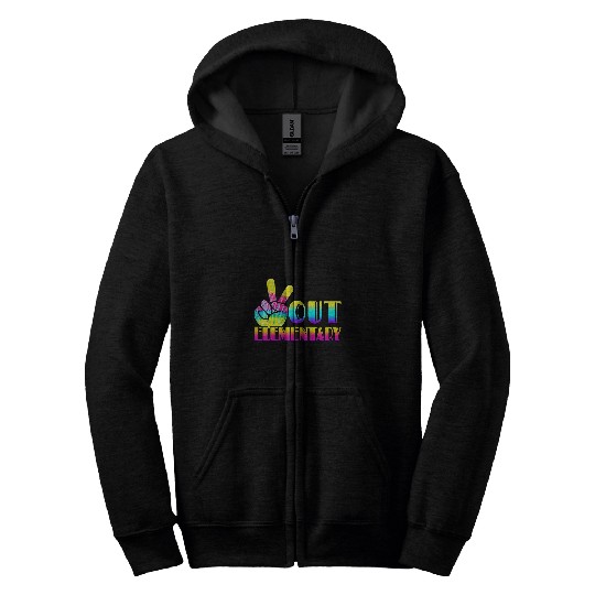 Peace Out Elementary Last Day of School Graduation Tie Dye Zip Hoodies