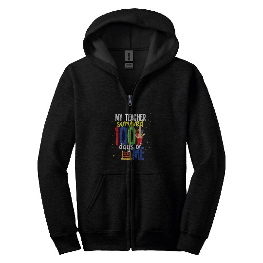 Funny Teacher Gift Student Happy 100 Days Of School Zip Hoodies