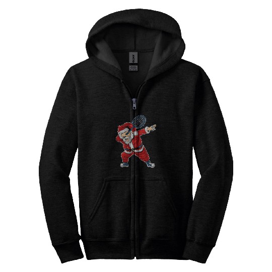 Badminton Christmas Santa Claus with Shuttlecock 1 Zip Hoodies