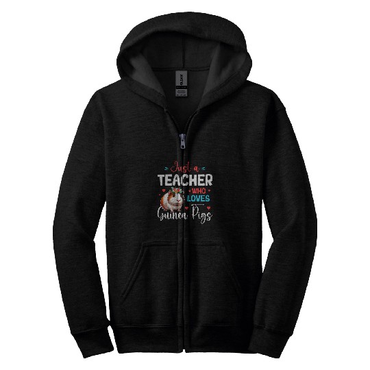 A Teacher Loves Guinea Pigs Costume Floral Cute Guinea Pig Zip Hoodies