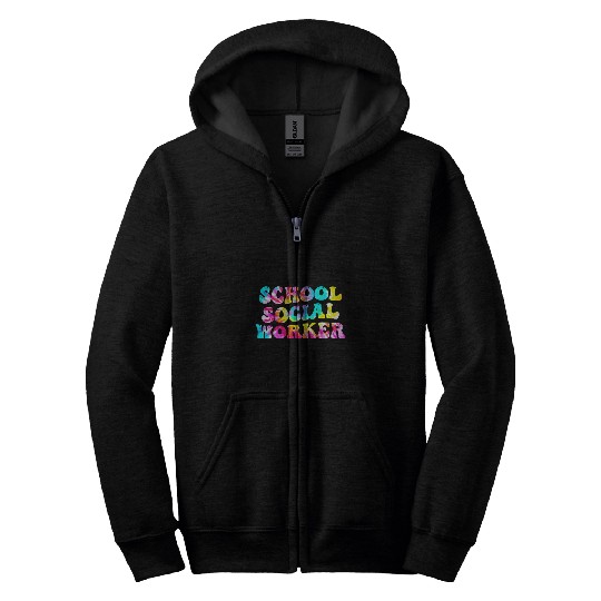 Groovy School Social Worker Tie Dye Appreciation Social Work Zip Hoodies