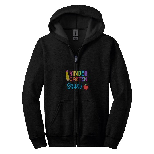 Kinder Squad Kindergarten Teacher Kids Back School 1st Day Zip Hoodies