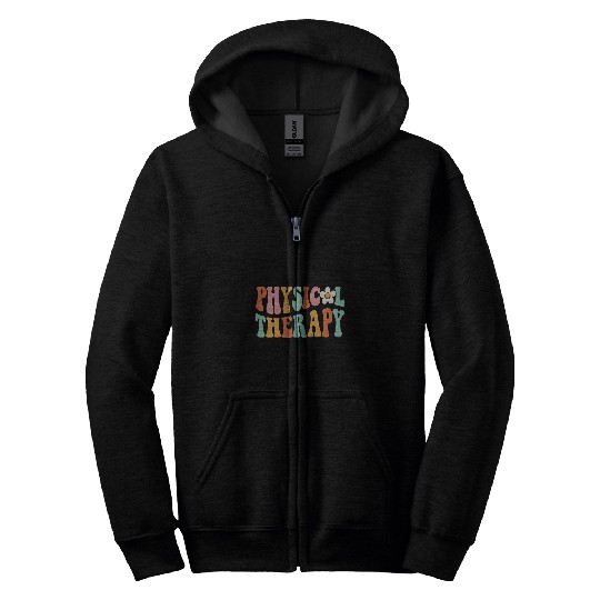 Retro Groovy Physical Therapy Physical Therapist PT Month Zip Hoodies
