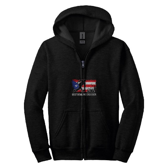 Puerto Rico Flag Bowler Dad Bowling Bowling Coachs League Zip Hoodies