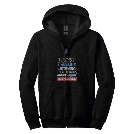 Thinking About Airplanes Aircraft Aviators Zip Hoodies