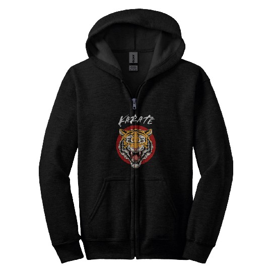 Karate Tiger Head Zip Hoodies