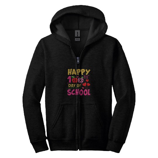 Kindergarten Teacher Student Gifts Happy 100th Day of School Zip Hoodies