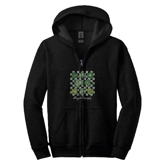 Retro Physical Therapist St Patricks Day Shamrocks Zip Hoodies