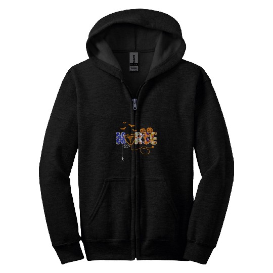 Halloween nurses Funny Nursing Cute Health Worker Halloween Zip Hoodies