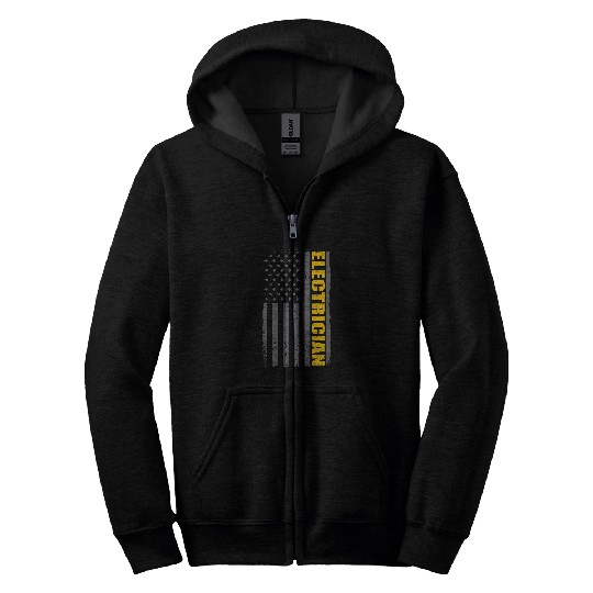 Electrician USA Flag Patriotic Electrical Worker US Pride Zip Hoodies