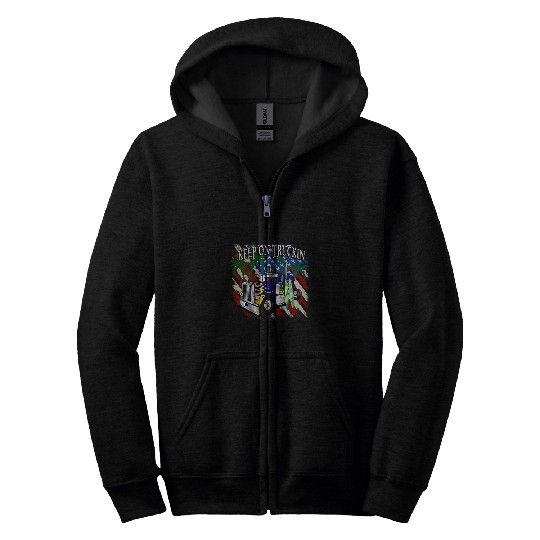 Keep on Truckin USA Flag goes Surfing Design Zip Hoodies