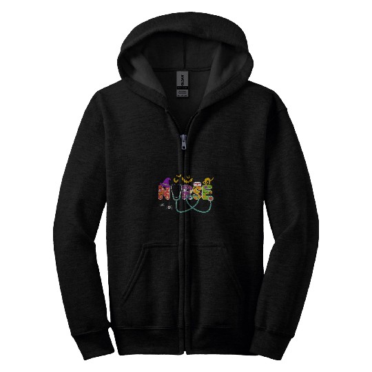 Halloween nurses Life Nursing Health Worker Stethoscope Funny Zip Hoodies
