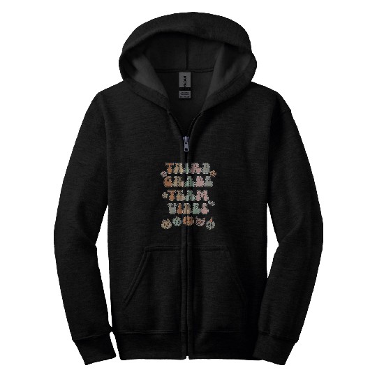 Third Grade Team Vibes Teacher Student Halloween Vintage Zip Hoodies