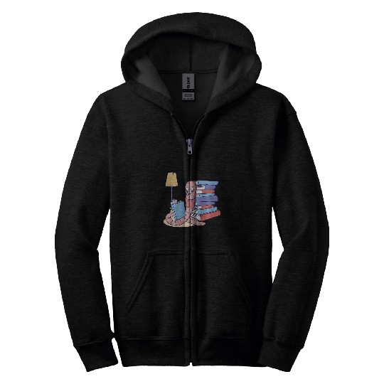 Kids Bookworm Reading Books Funny Student Teacher Reader Graphic Zip Hoodies