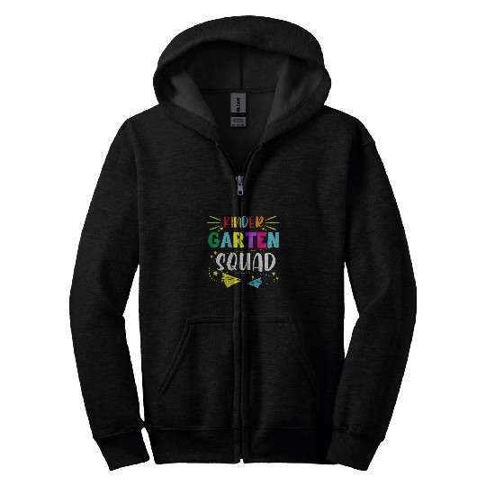Kindergarten Squad Teacher Student Team Back To School Zip Hoodies