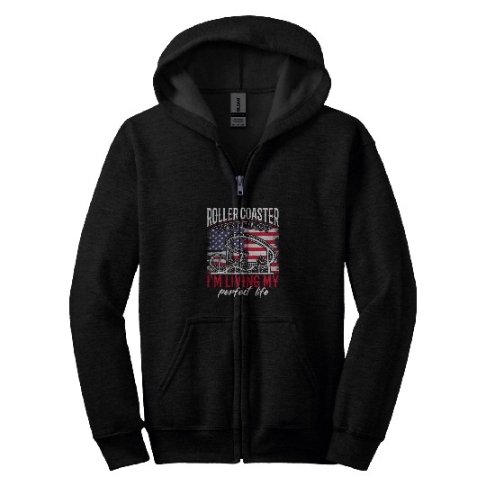 Roller Coaster Test Pilot vintages USA Flagg Amusement Park Zip Hoodies