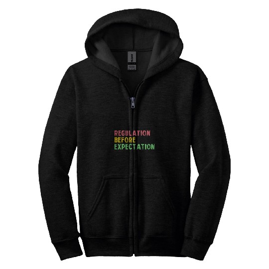 Regulation Before Expectation Retro Neurodiversity Therapist 13 Zip Hoodies