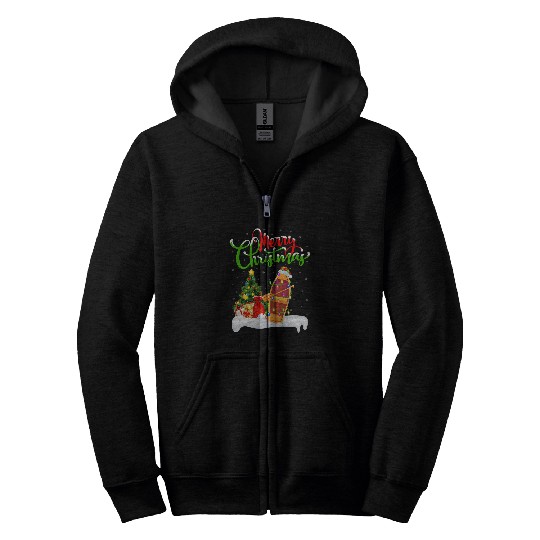 Funny Boat Lover xmass Lighting Santa Boat Christmas Zip Hoodies