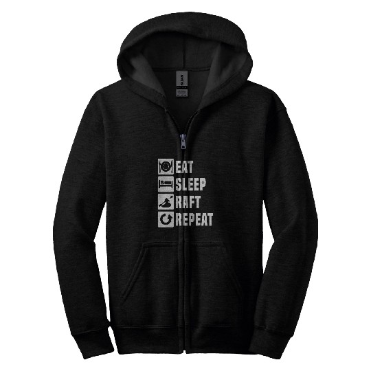 Kayak Kanu Herren Eat Sleep Raft Repeat Paddle Boat Zip Hoodies