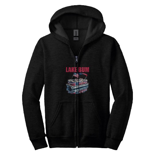 4th of July Pontoon Boat Lake Bum Zip Hoodies