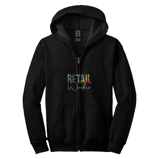 Retail Worker Tie Dye Appreciation Day Hello Back To School Zip Hoodies