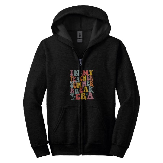 In My Summer Break Era Groovy Teacher Summer Break Vacation 4 Zip Hoodies