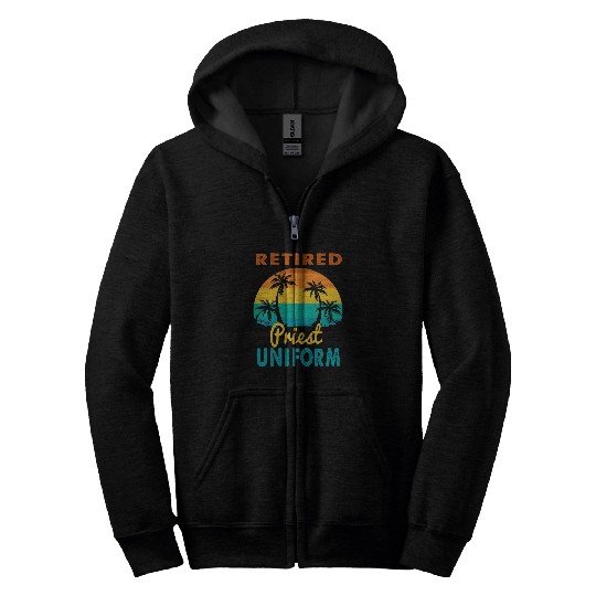 Retired Priest Uniform Tropical Island Retirement Zip Hoodies
