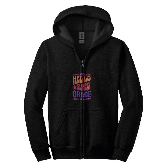 Hello Second Grade Team 2nd Grade Back to School Teacher Kid Zip Hoodies