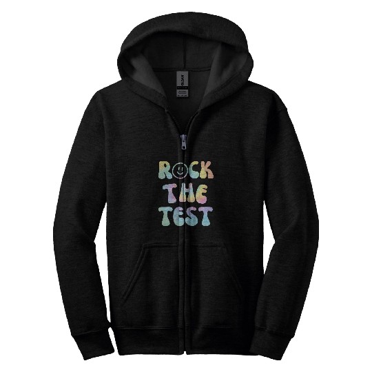 Rock The Test Testing Day Retro Motivational Teacher Tie Dye Zip Hoodies