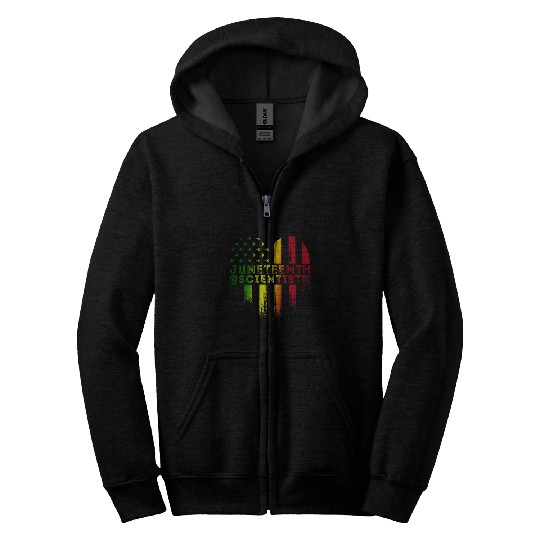 Juneteenth 1865 Scientist Proud African American Flag Zip Hoodies