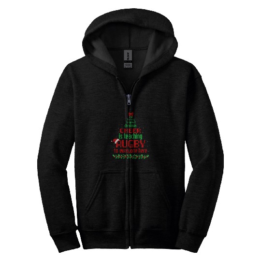 bests Way Spread Christmas Cheer Is Teaching Rugby Funny Zip Hoodies