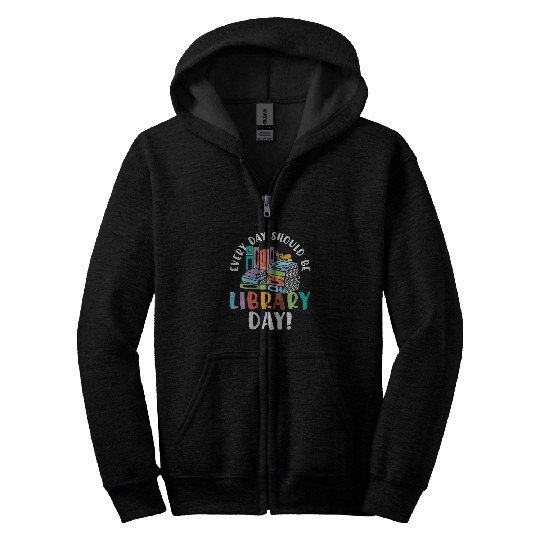 Kids LIBRARY DAY EVERDAY BOYS AND GIRLS BOOK CLUB READING FUN Zip Hoodies