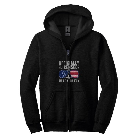 Retro Aircraft Aviation License For A Licensed Pilot 3 Zip Hoodies