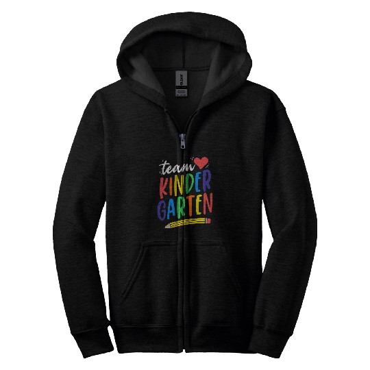 TEAM KINDERGARTEN Teacher Student First Day Back to School Zip Hoodies
