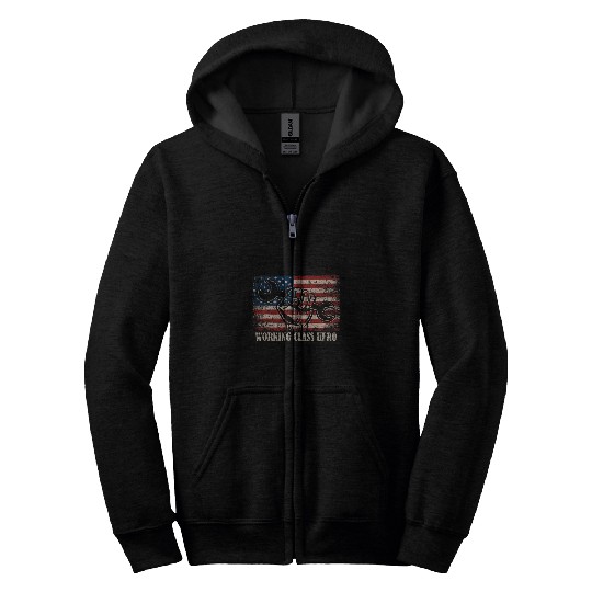 US Flag Worker Labor Day American Working Class Hero Zip Hoodies