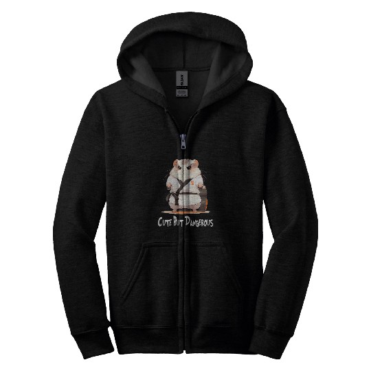 Cute But Dangerous Funny Hamster Karate Zip Hoodies