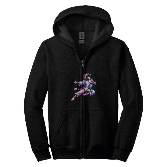 Cow Karate Kick Punch Cute Funny Cool Martial Arts Cow 1 Zip Hoodies