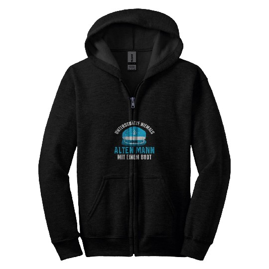 Captain as a pensioner with boat pensioner boater sailor Zip Hoodies