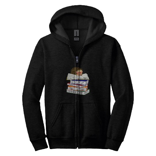 Hedgehog Book Lover Hedgepig FurzePig Bookworm Nerd Reader Zip Hoodies