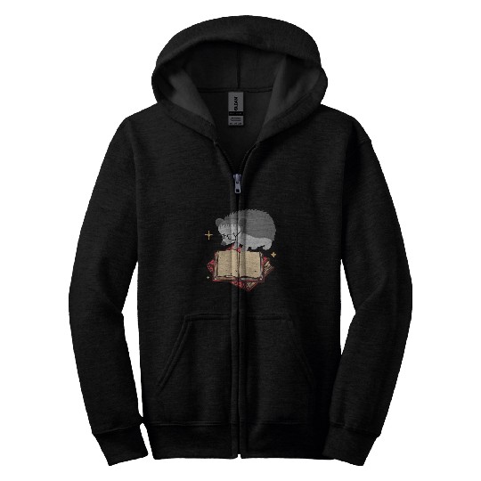Hedgehog Book Reading Zip Hoodies