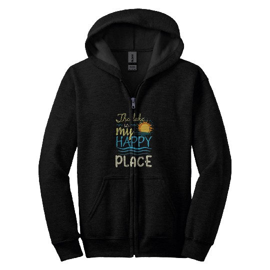 Lake My Happy Boat Kayaking Kayak Pontoon Boating Summer Zip Hoodies