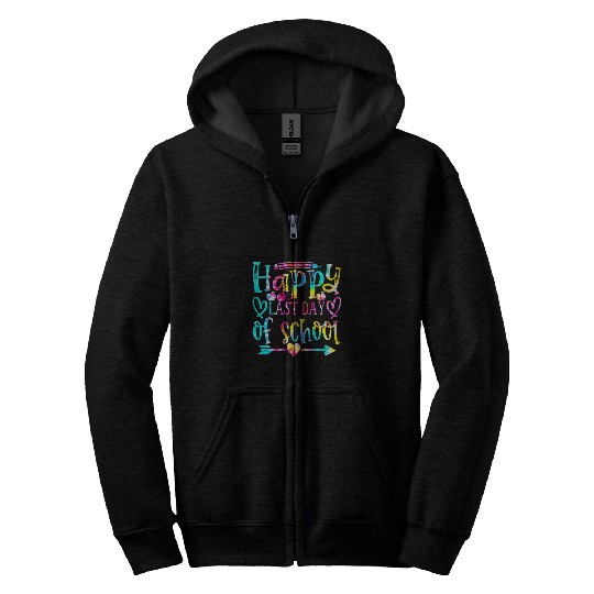 Tie Dye Happy Last Day of School Teacher Student Kids Grad Zip Hoodies